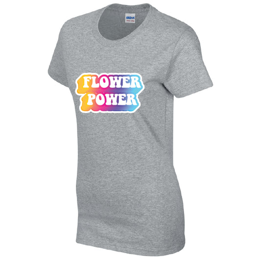 Flower Power Cotton T-Shirt Available in Black Grey and White TM25CL39