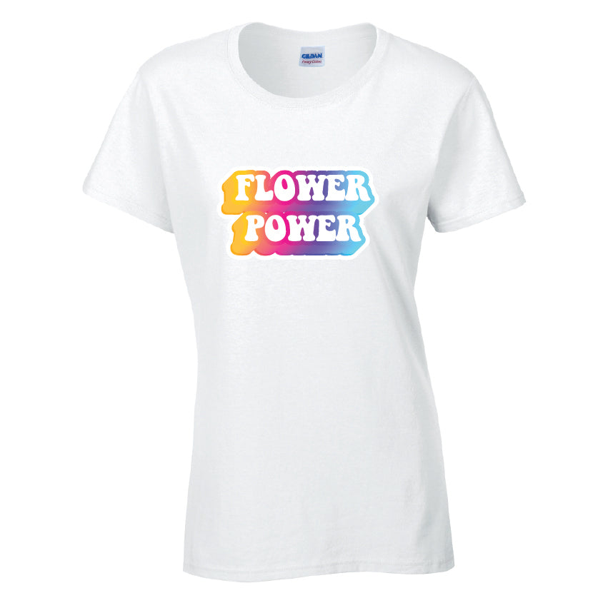 Flower Power Cotton T-Shirt Available in Black Grey and White TM25CL39