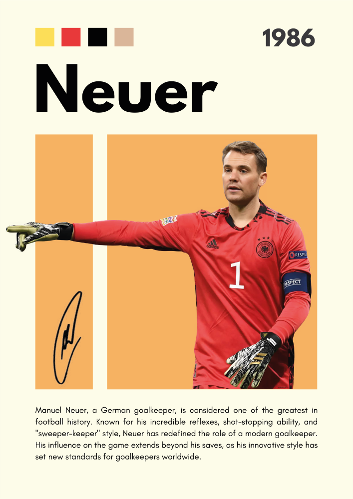 FOOT25 Manuel Neuer (1986) Printed | Premium Waterproof & Tear Resistant Full Colour Posters