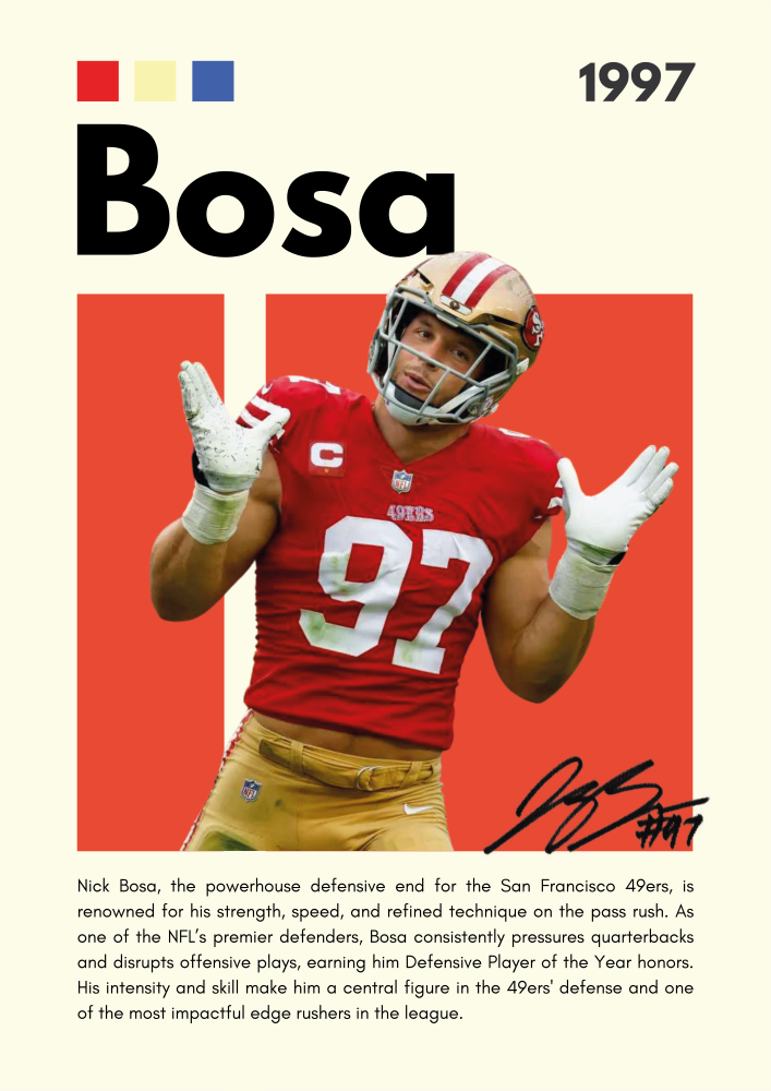 NFL25 Nick Bosa (1997) Printed | Premium Waterproof & Tear Resistant Full Colour Posters