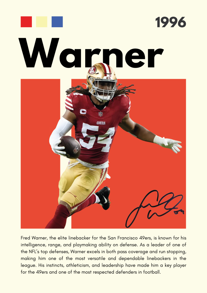 NFL26 Fred Warner (1996) Printed | Premium Waterproof & Tear Resistant Full Colour Posters