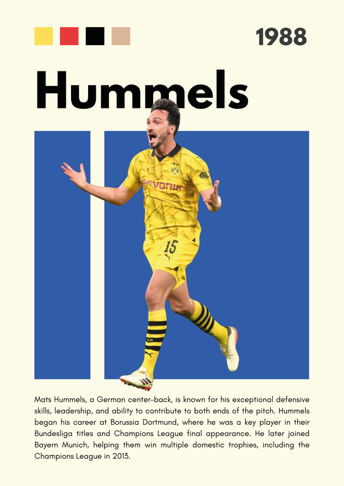 FOOT27 Mats Hummels (1988) Printed | Premium Waterproof & Tear Resistant Full Colour Posters