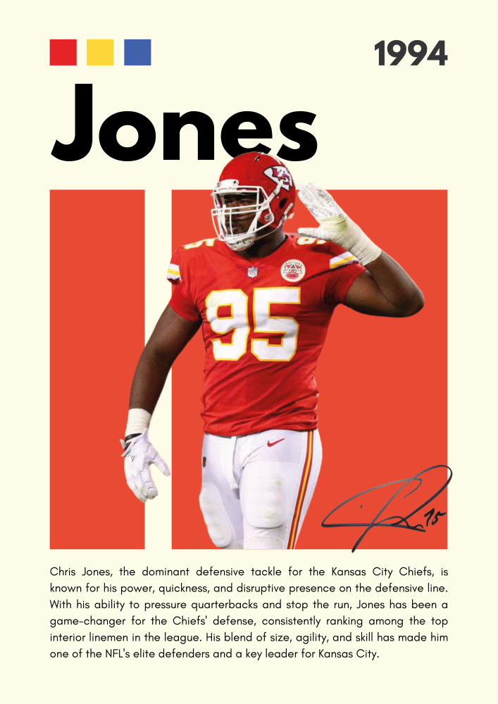 NFL27 Chris Jones (1994) Printed | Premium Waterproof & Tear Resistant Full Colour Posters
