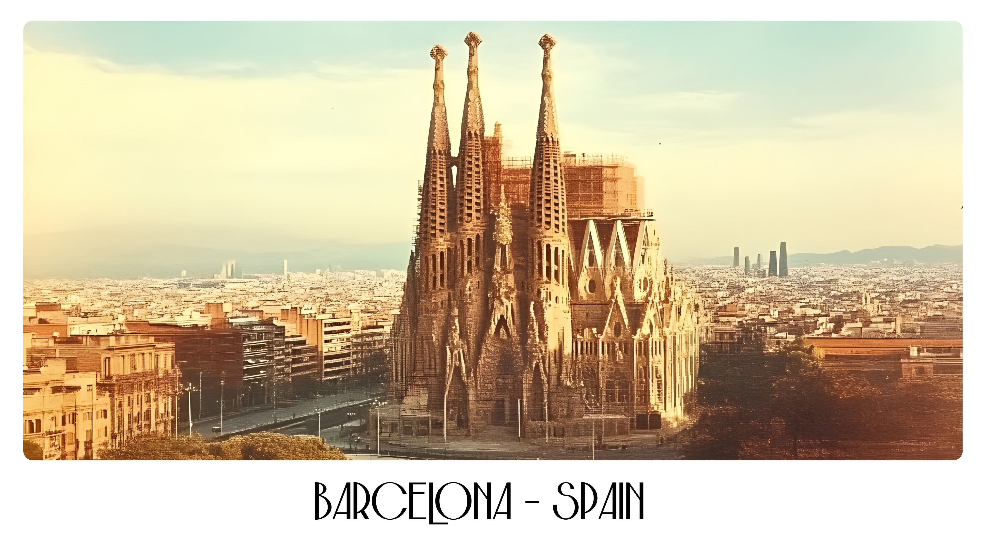 PP27 Barcelona Spain Panoramic Premium Waterproof & Tear Resistant Poster