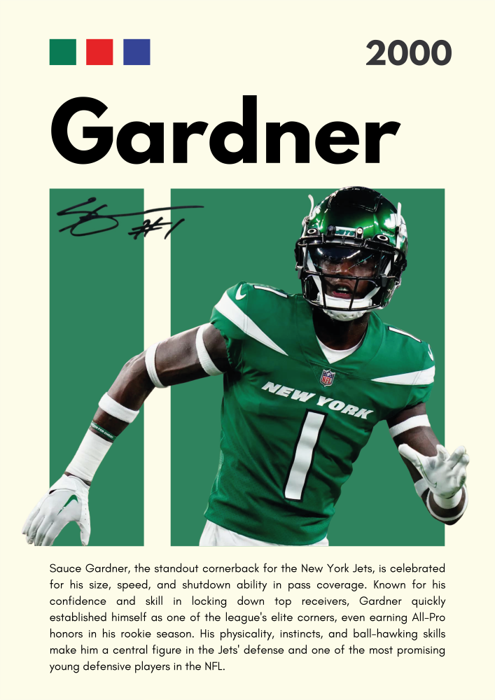 NFL28 Sauce Gardner (2000) Printed | Premium Waterproof & Tear Resistant Full Colour Posters