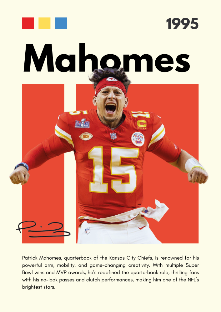 NBA02 Patrick Mahomes (1995) Printed | Premium Waterproof & Tear Resistant Full Colour Posters