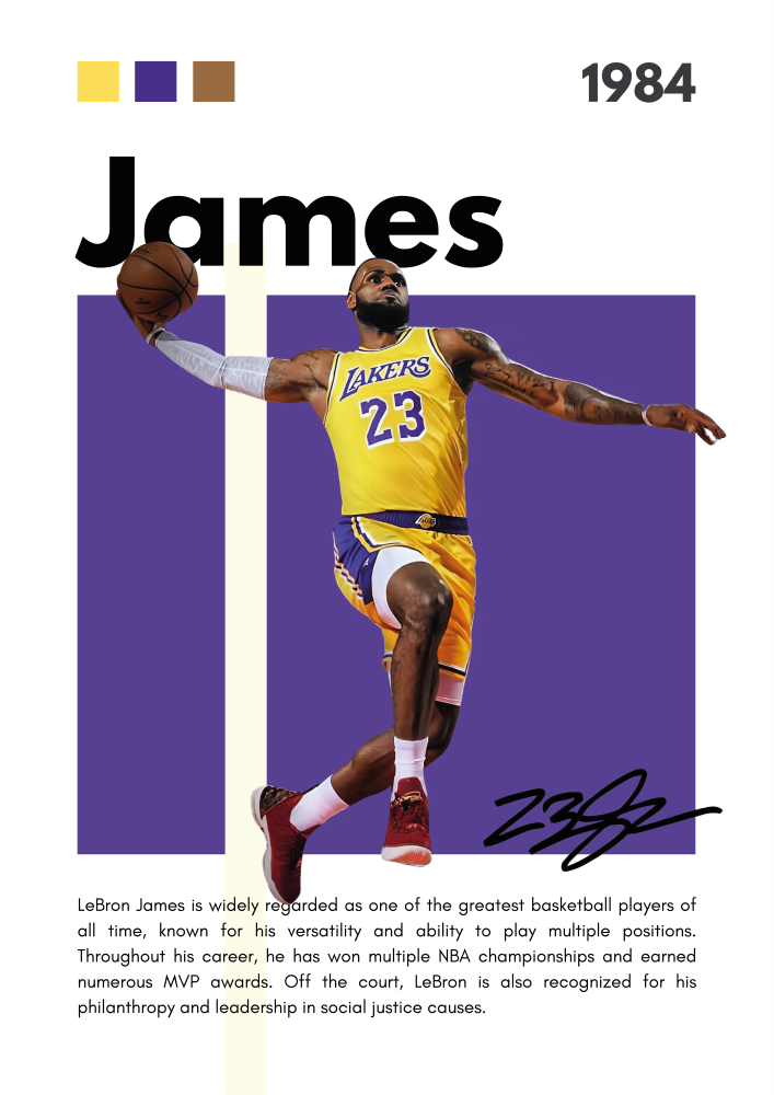BAS02 Lebron James (1984) Printed | Premium Waterproof & Tear Resistant Full Colour Posters