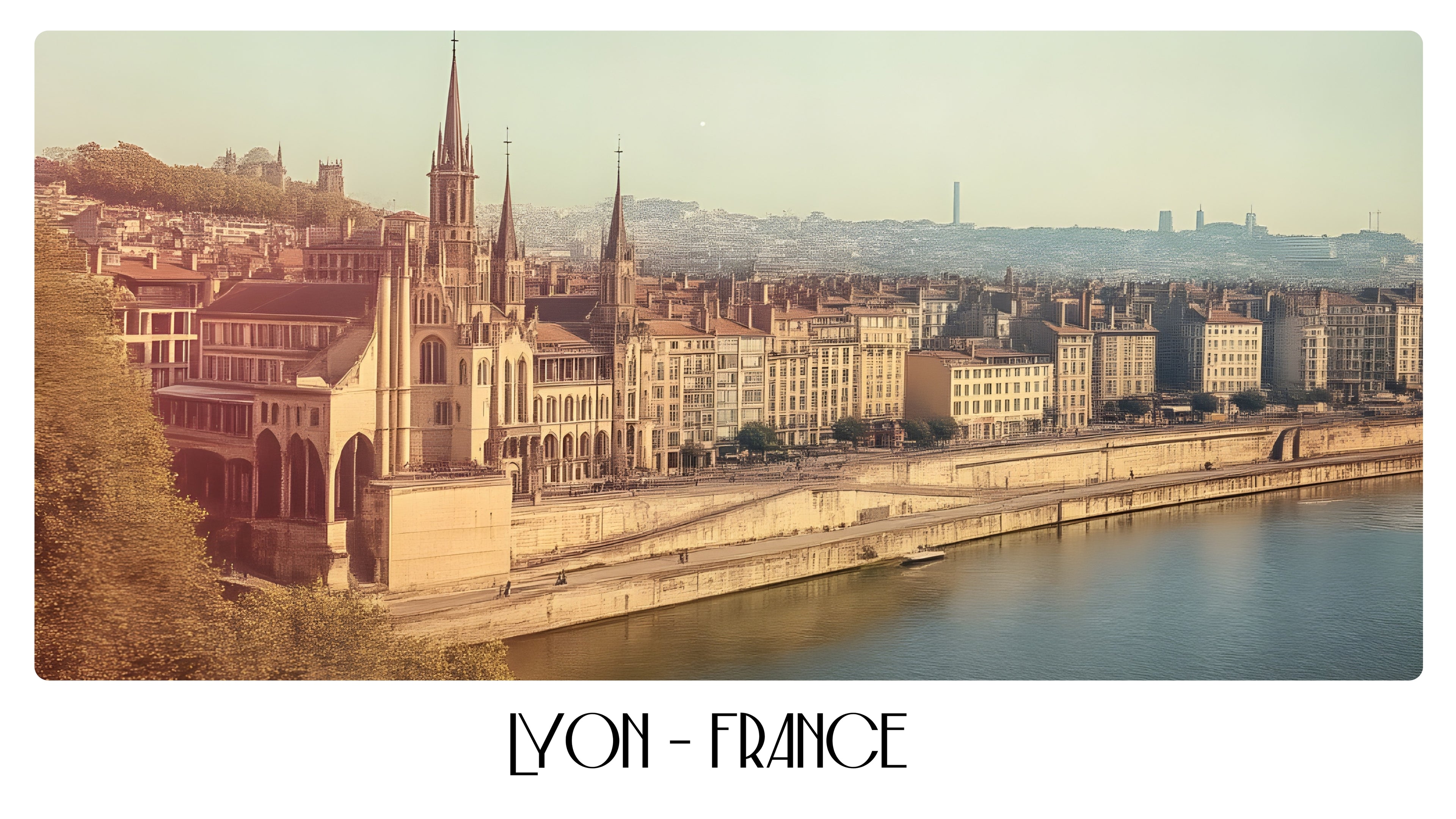 PP34 Lyon France Panoramic Premium Waterproof & Tear Resistant Poster
