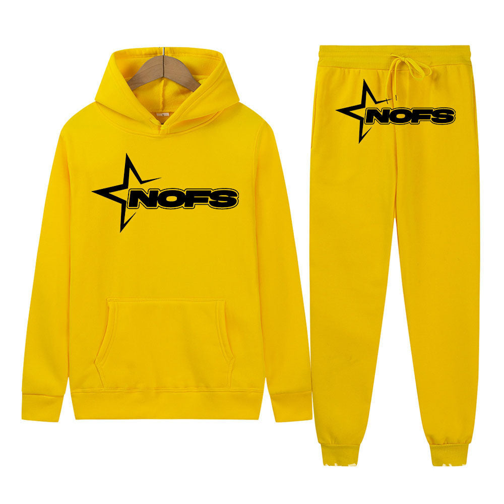 Y2K Goth Punk Rock Streetwear NOES Unisex Two-Piece Hoodie Set