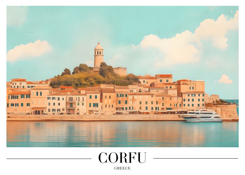 DAH38 Corfu Greece Printed | Premium Waterproof & Tear Resistant Full Colour Posters