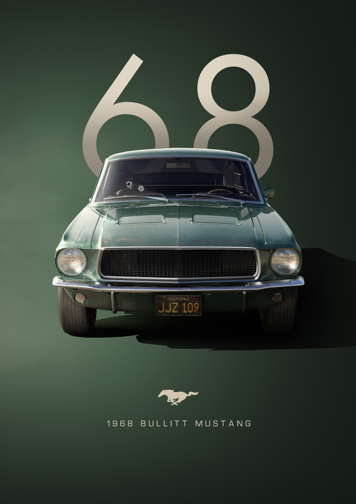 SEC03 1968 Bullitt Mustang Special Edition Car Poster Printed | Premium Waterproof & Tear Resistant Full Colour Posters