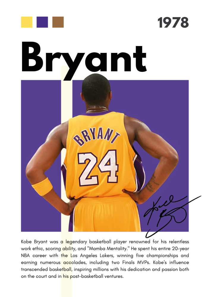 BAS03 Kobe Bryant (1978) Printed | Premium Waterproof & Tear Resistant Full Colour Posters