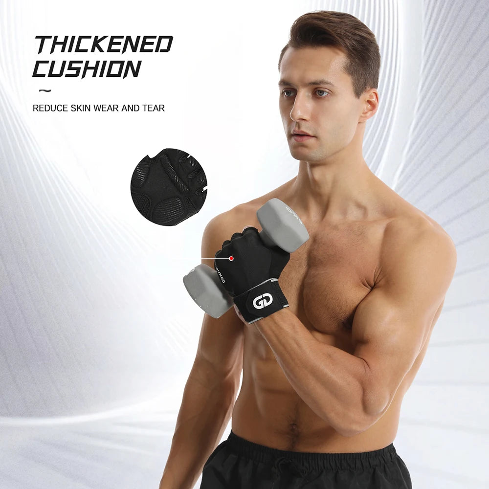 Fitness gloves with microfiber anti slip and wear-resistant design half finger gloves with straps ﻿