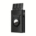 Men's Carbon Fiber Magnetic Card Clip PU Leather RFID Bank Card Bag Large Capacity Card Clip
