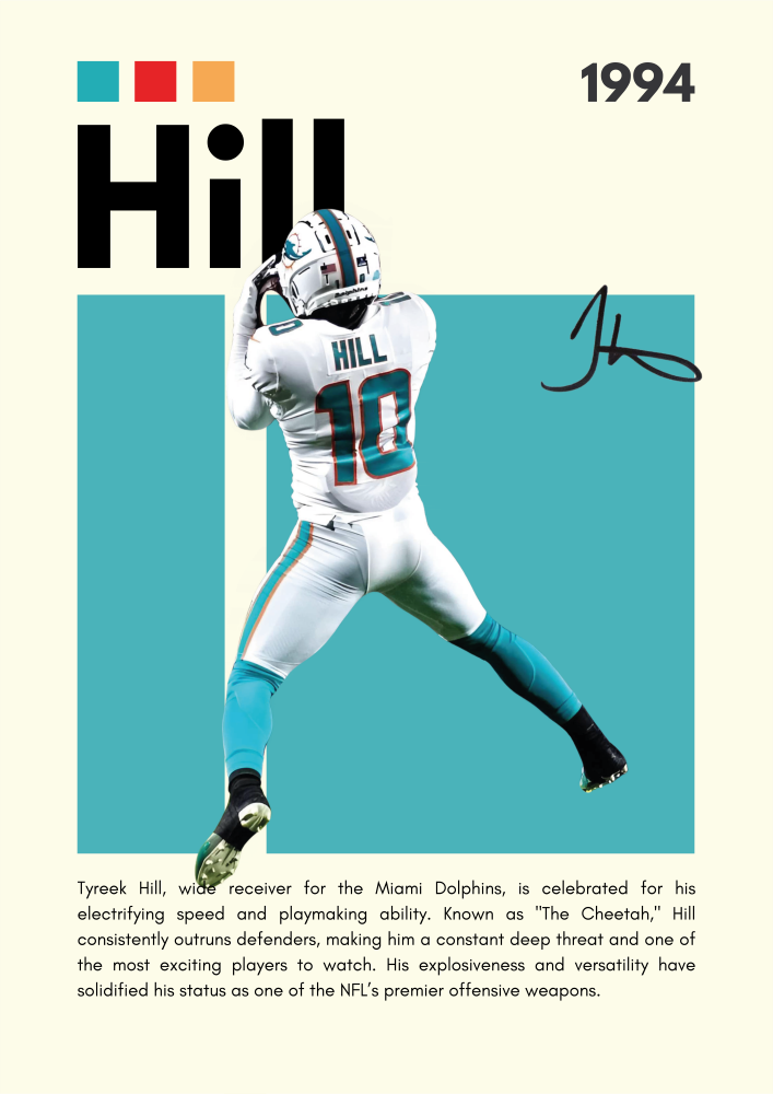 NBA04 Tyreek Hill (1994) Printed | Premium Waterproof & Tear Resistant Full Colour Posters
