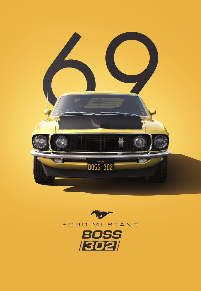 SEC04 1969 Mustang Boss 302 Special Edition Car Poster Printed | Premium Waterproof & Tear Resistant Full Colour Posters