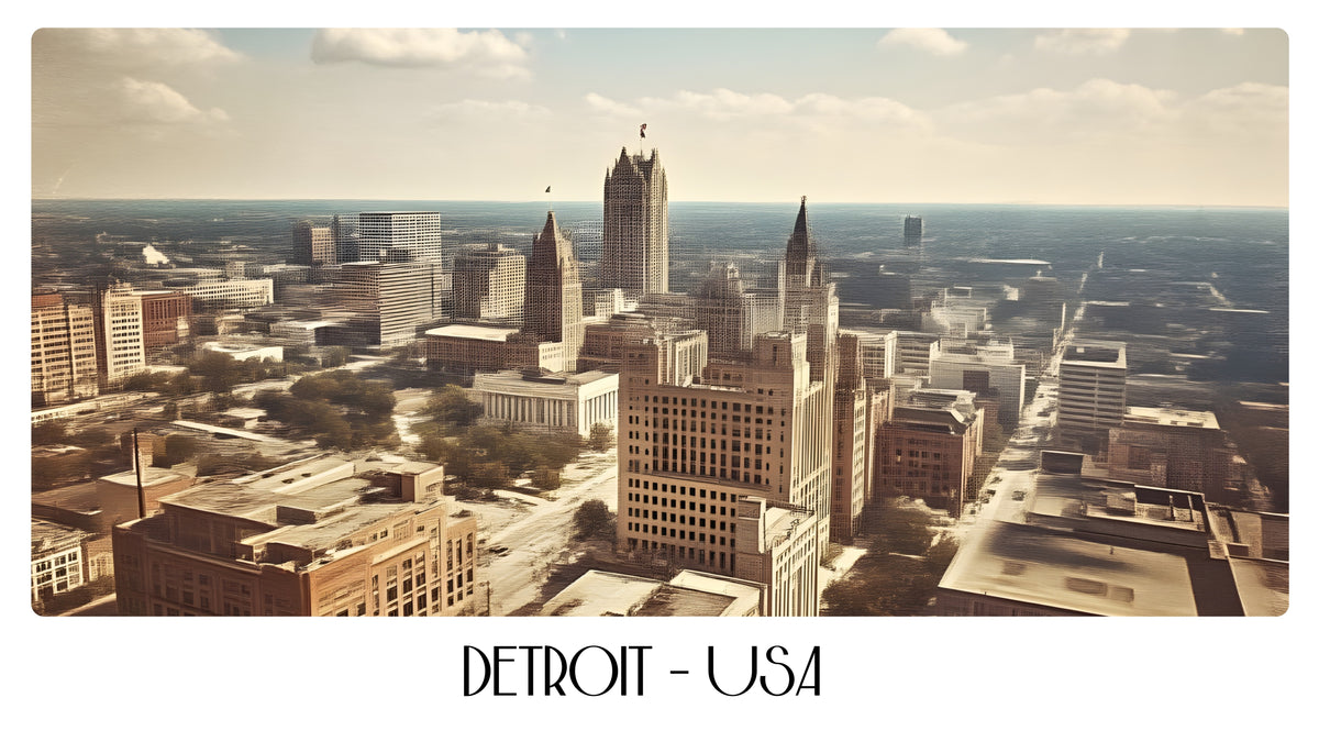 PP50 Detroit USA Panoramic Premium Waterproof & Tear Resistant Poster