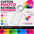 Custom Photo Keyrings – Personalised Insert (50 x 20mm)