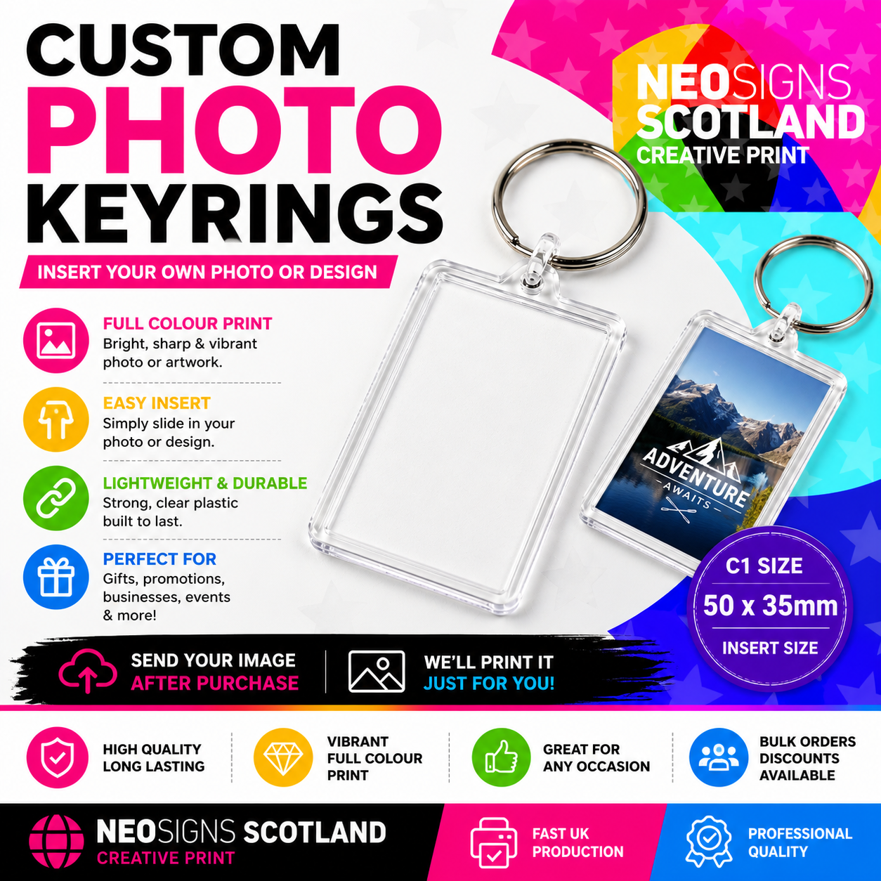 Custom Photo Keyrings (C1 Size 50 x 35mm)