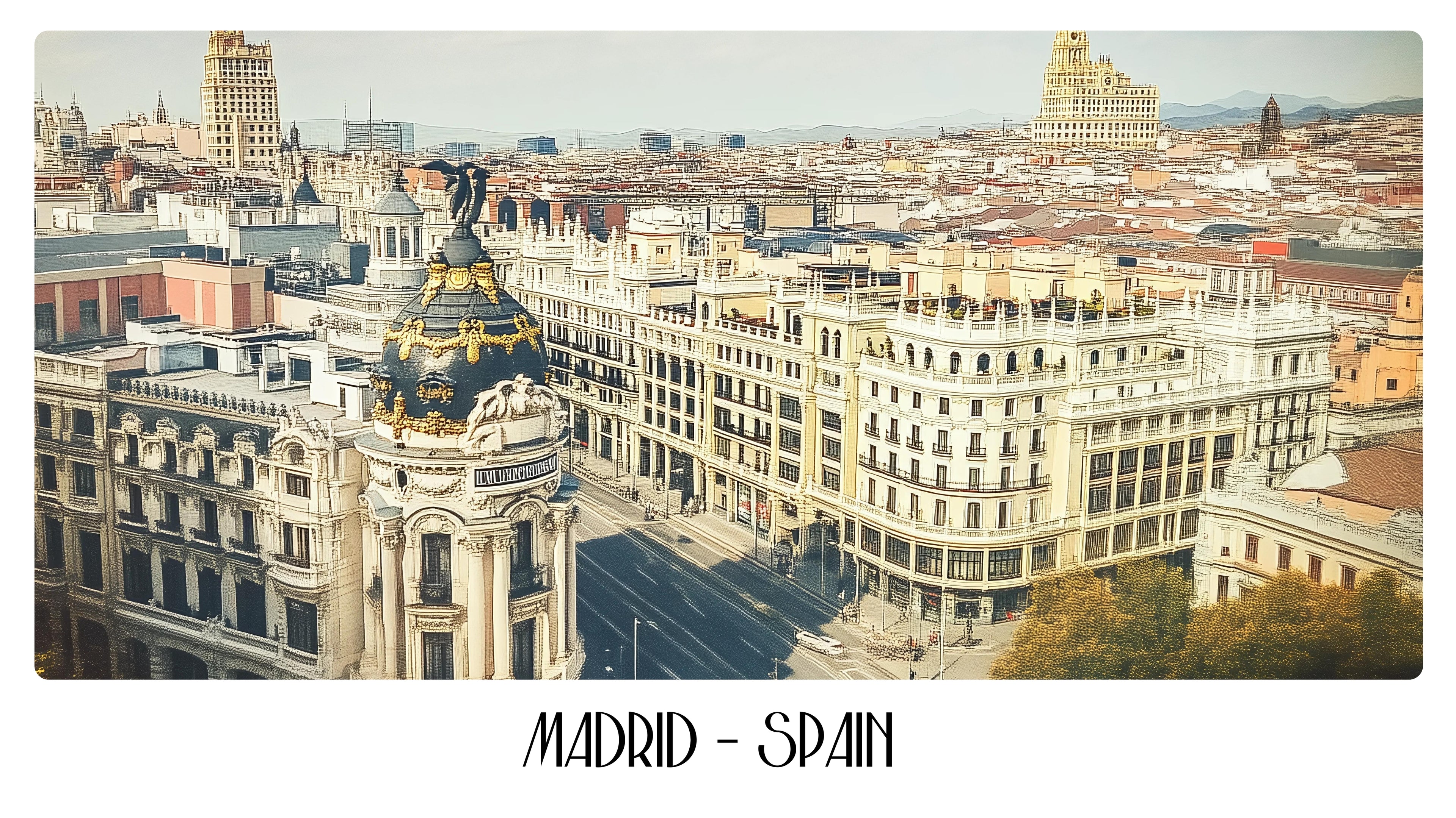 PP51 Madrid Spain Panoramic Premium Waterproof & Tear Resistant Poster