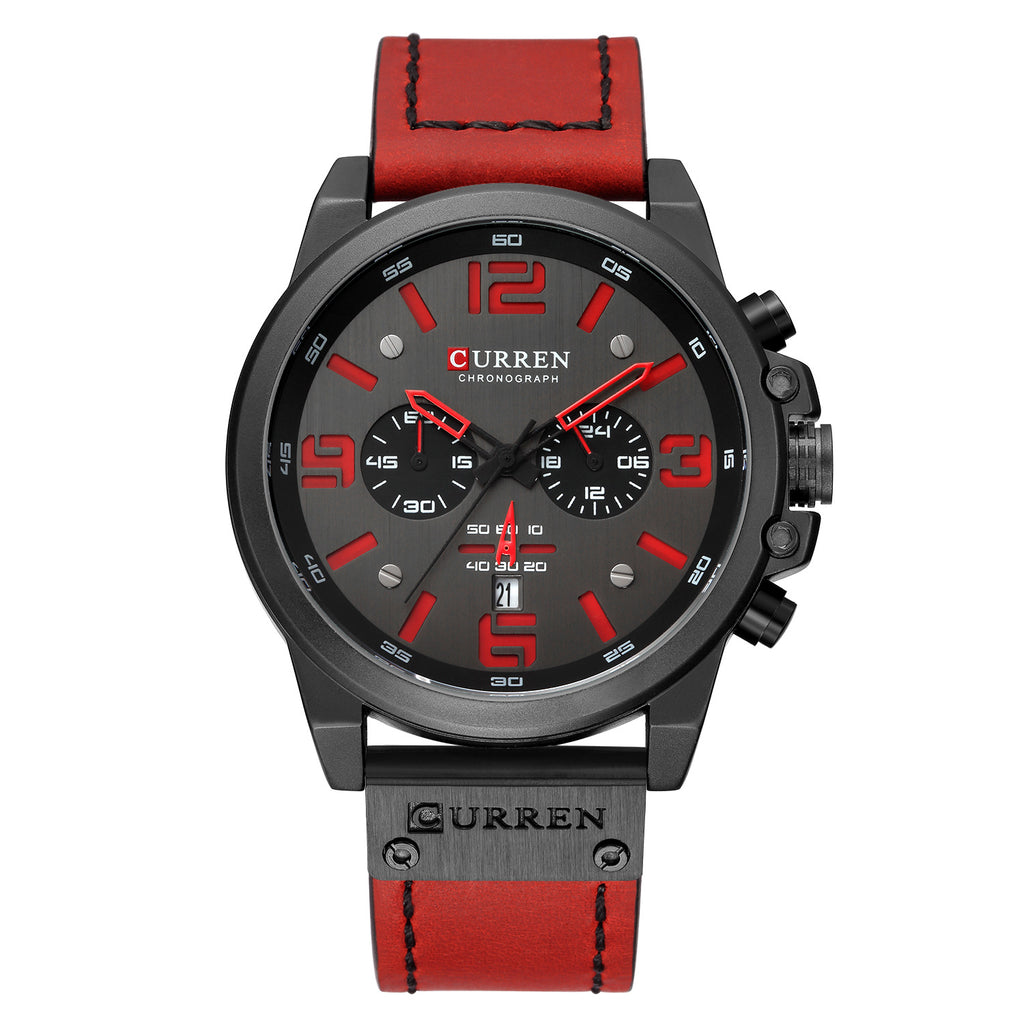 Men's Watch Sports Six Pin Quartz Watch Calendar Men's Watch Waterproof Belt Watch