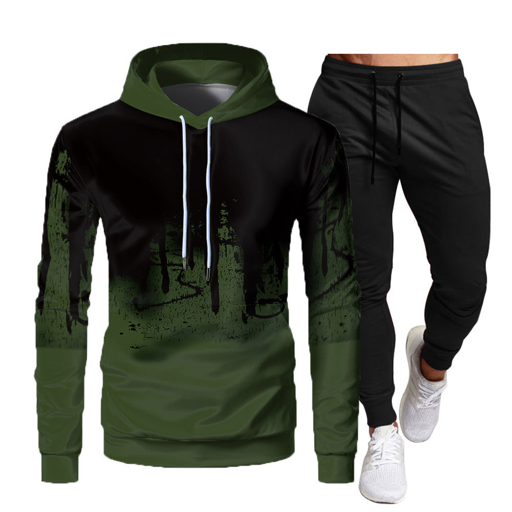 Men's  Athletic Casual 2-Piece Set Hooded Sweatshirt and Long Pants