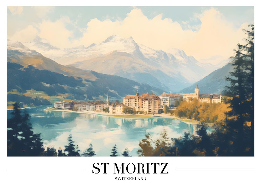 DAH56 St Moritz Switzerland Printed | Premium Waterproof & Tear Resistant Full Colour Posters
