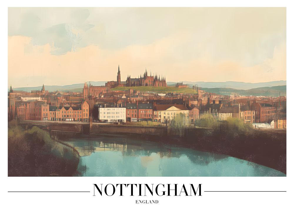 DAH57 Nottingham England Printed | Premium Waterproof & Tear Resistant Full Colour Posters