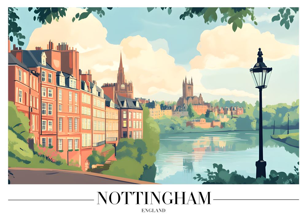 DAH58 Nottingham England Printed | Premium Waterproof & Tear Resistant Full Colour Posters