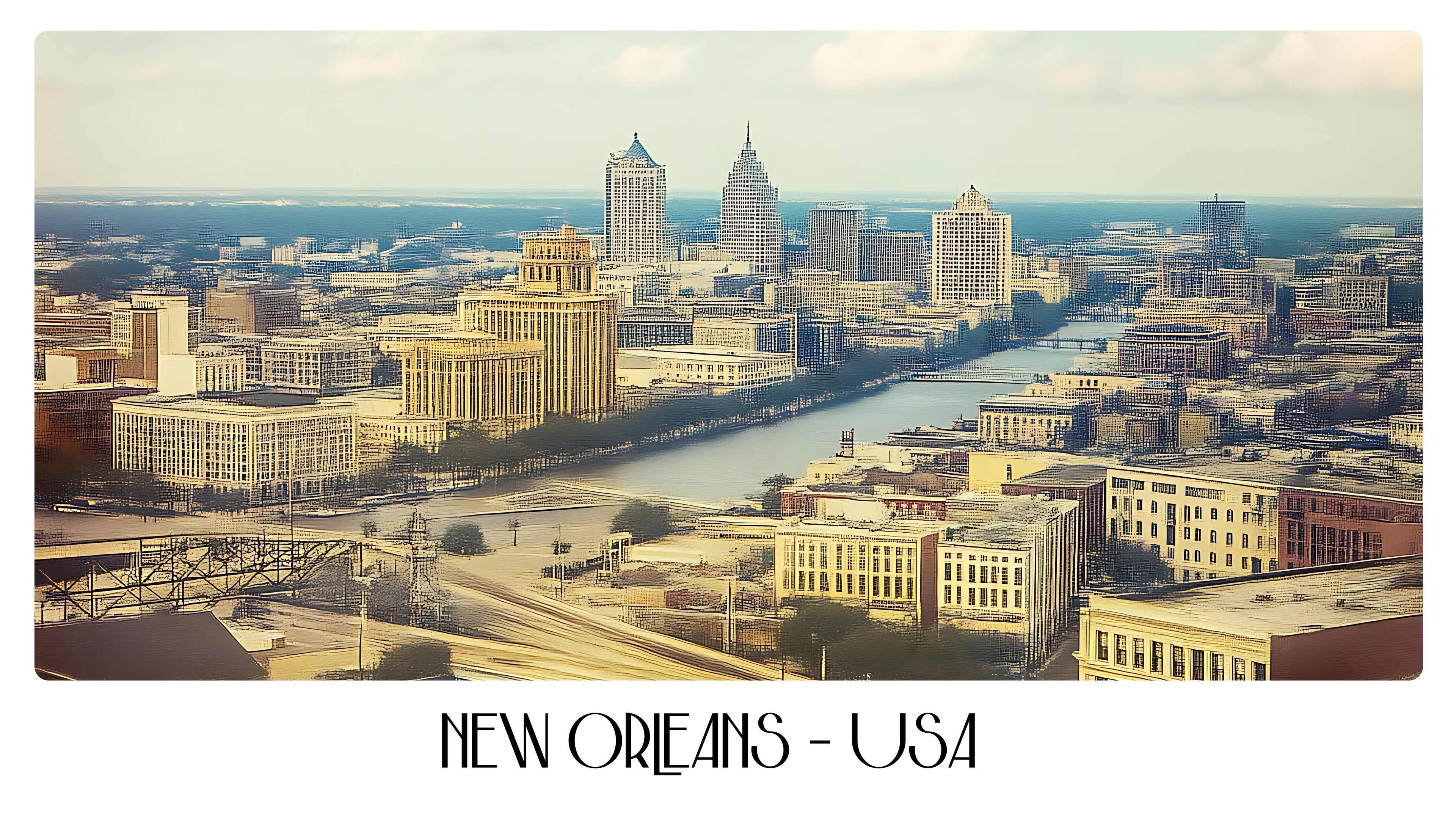 PP58 New Orleans USA Panoramic Premium Waterproof & Tear Resistant Poster