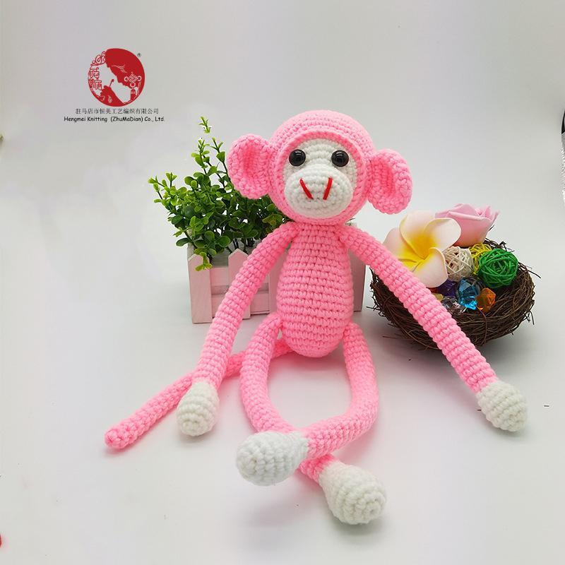 Creative Spider Monkey Plush Toy - Handmade Crochet Knitted Yarn Doll