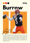 NFL05 Joe Burrow (1996) Printed | Premium Waterproof & Tear Resistant Full Colour Posters