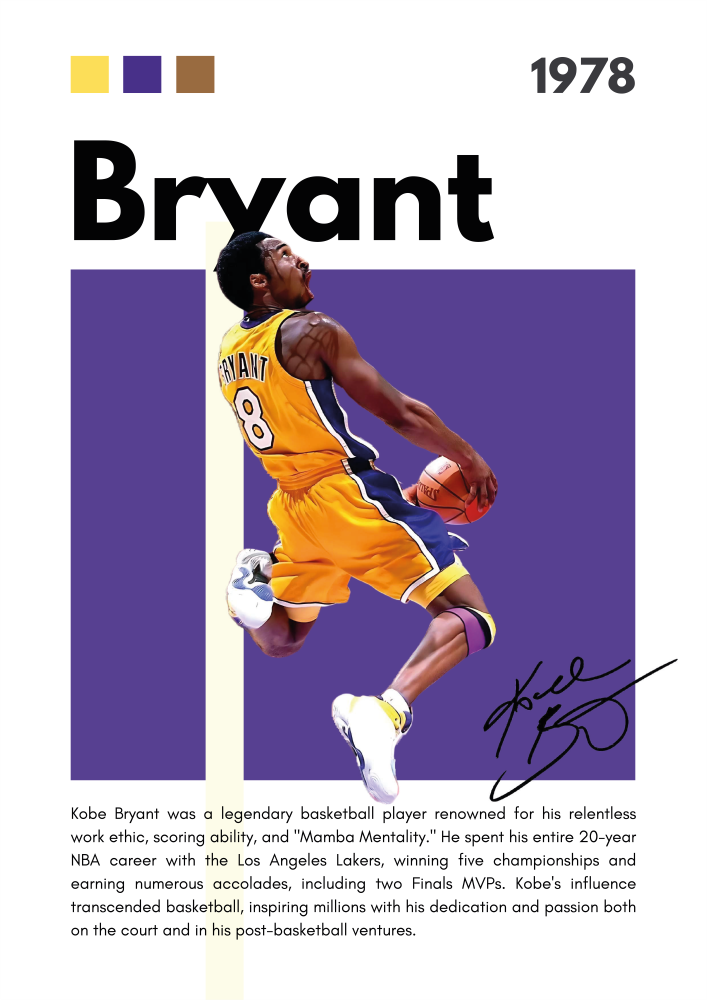 BAS05 Kobe Bryant (1978) Printed | Premium Waterproof & Tear Resistant Full Colour Posters