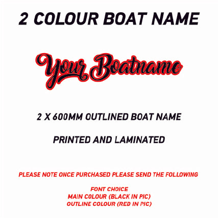 FCBN02 600mm Outlined boat watercraft names Two Colour