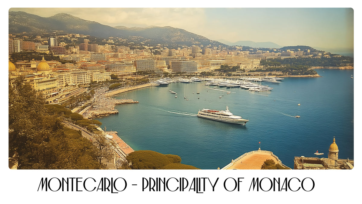PP61 Montecarlo Principality of Monaco Panoramic Premium Waterproof & Tear Resistant Poster