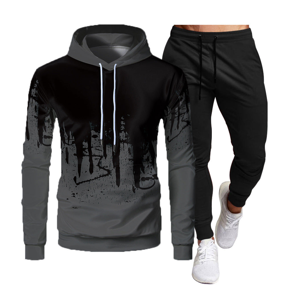 Men's  Athletic Casual 2-Piece Set Hooded Sweatshirt and Long Pants