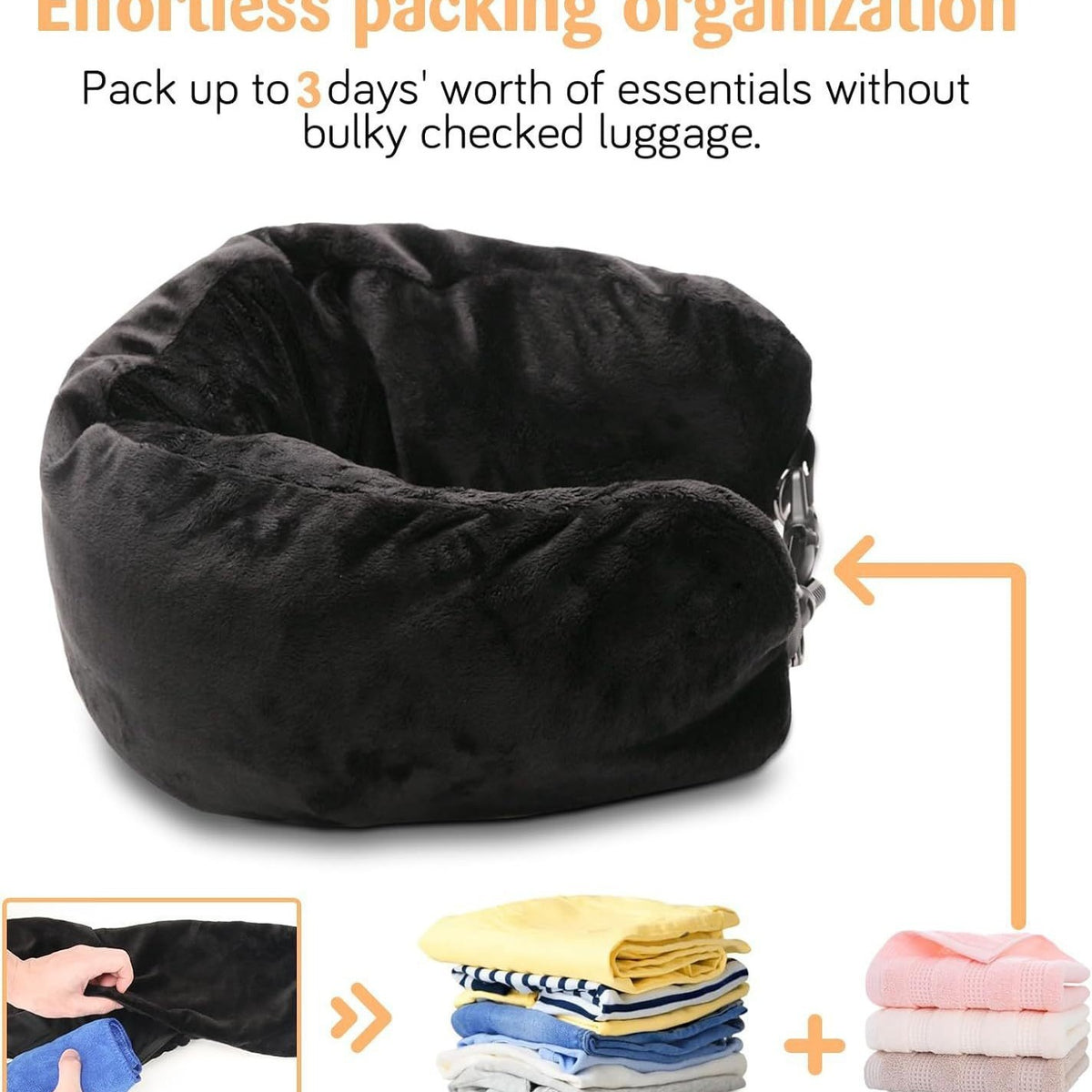 Selling travel pillows that can be filled with clothes, luggage pillowcases, soft plush filling function, U-shaped pillows