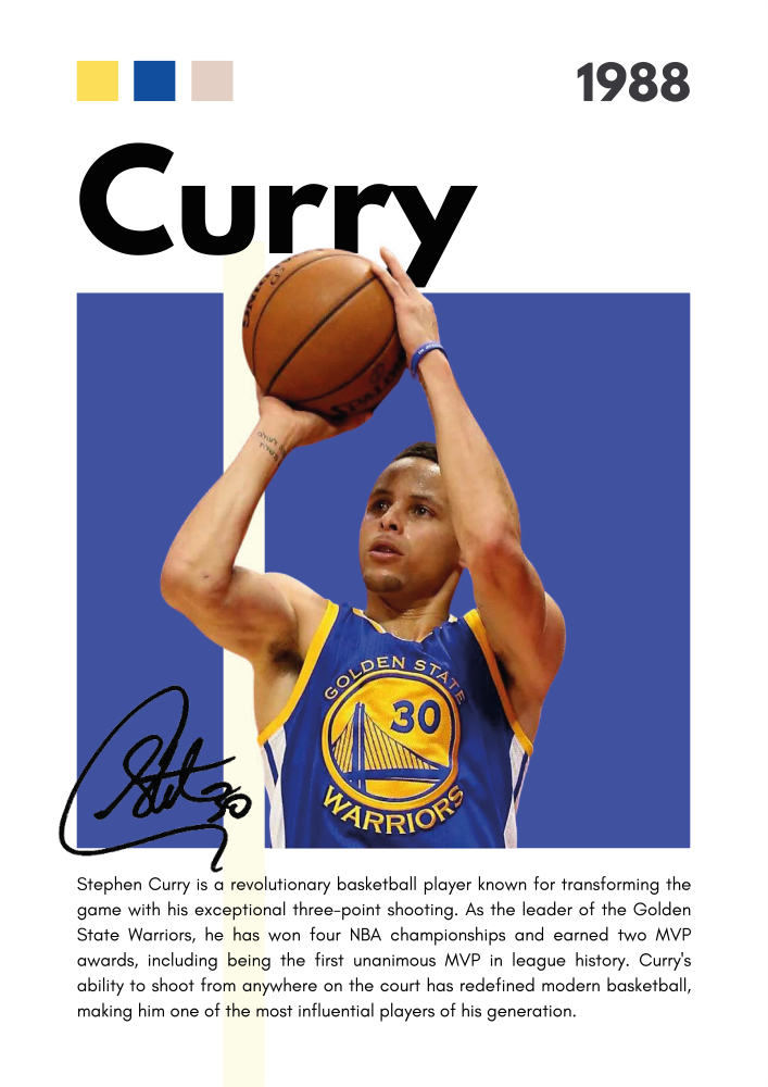 BAS06 Stephen Curry (1988) Printed | Premium Waterproof & Tear Resistant Full Colour Posters
