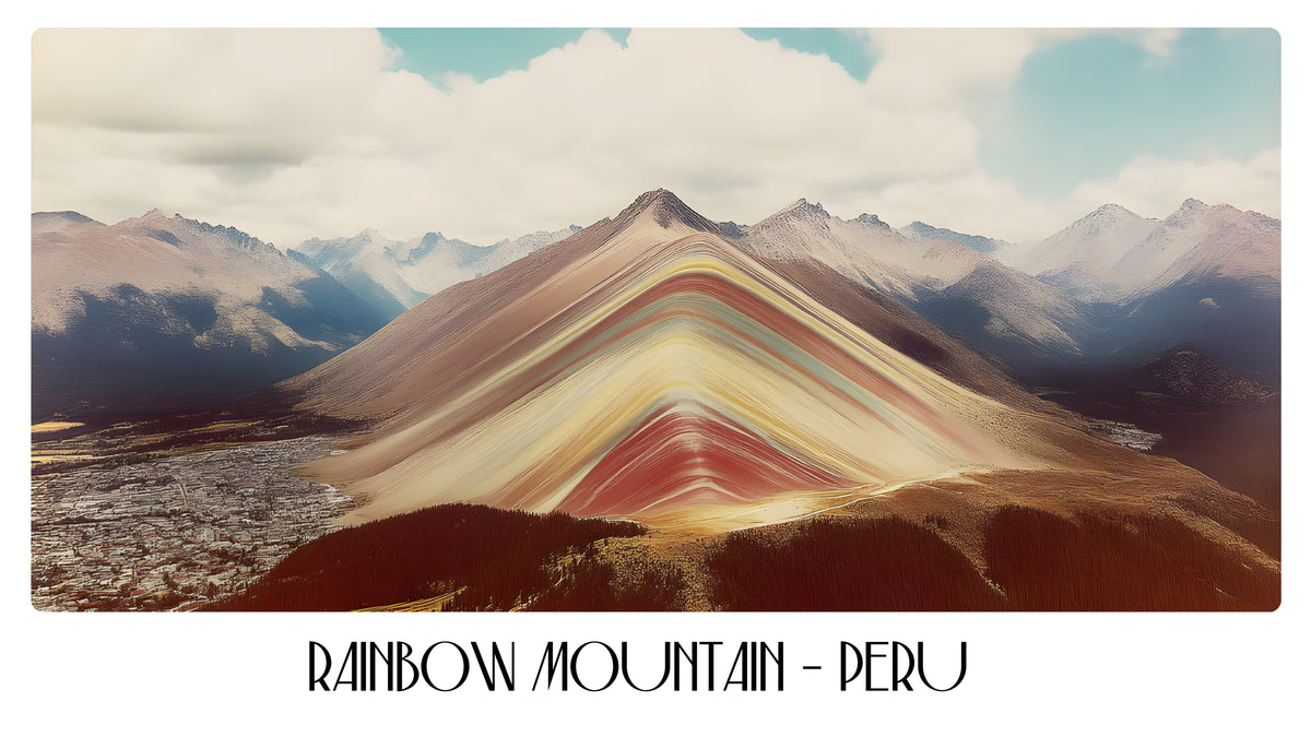 PP70 Rainbow Mountain Peru Panoramic Premium Waterproof & Tear Resistant Poster