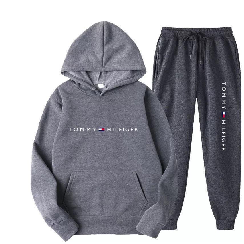 Men's Casual Printed Fleece Lined Hoodie and Sweatpants Set