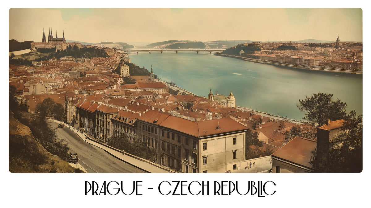 PP85 Prague Czech Republic Panoramic Premium Waterproof & Tear Resistant Poster