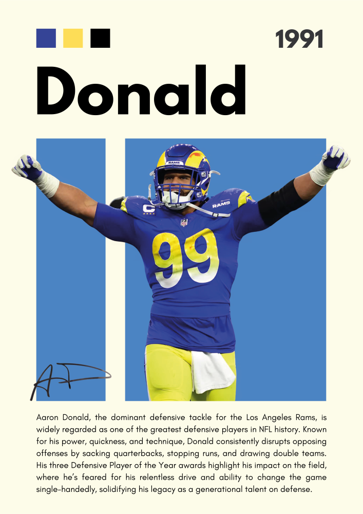 NFL08 Aaron Donald (1991) Printed | Premium Waterproof & Tear Resistant Full Colour Posters
