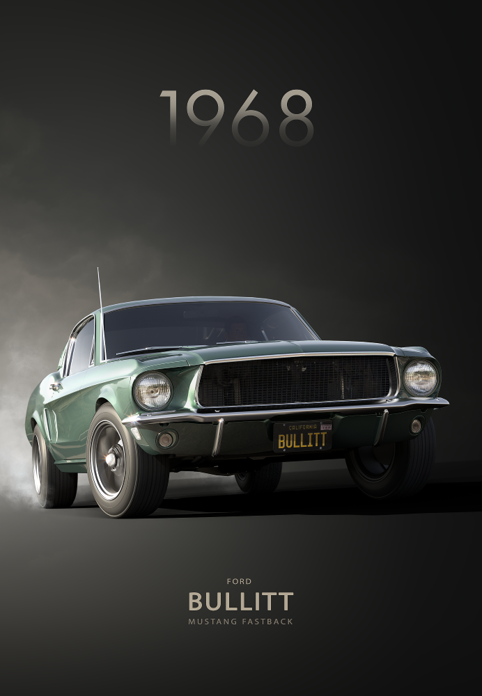 SEC08 Bullitt Mustang 1968 Special Edition Car Poster Printed | Premium Waterproof & Tear Resistant Full Colour Posters