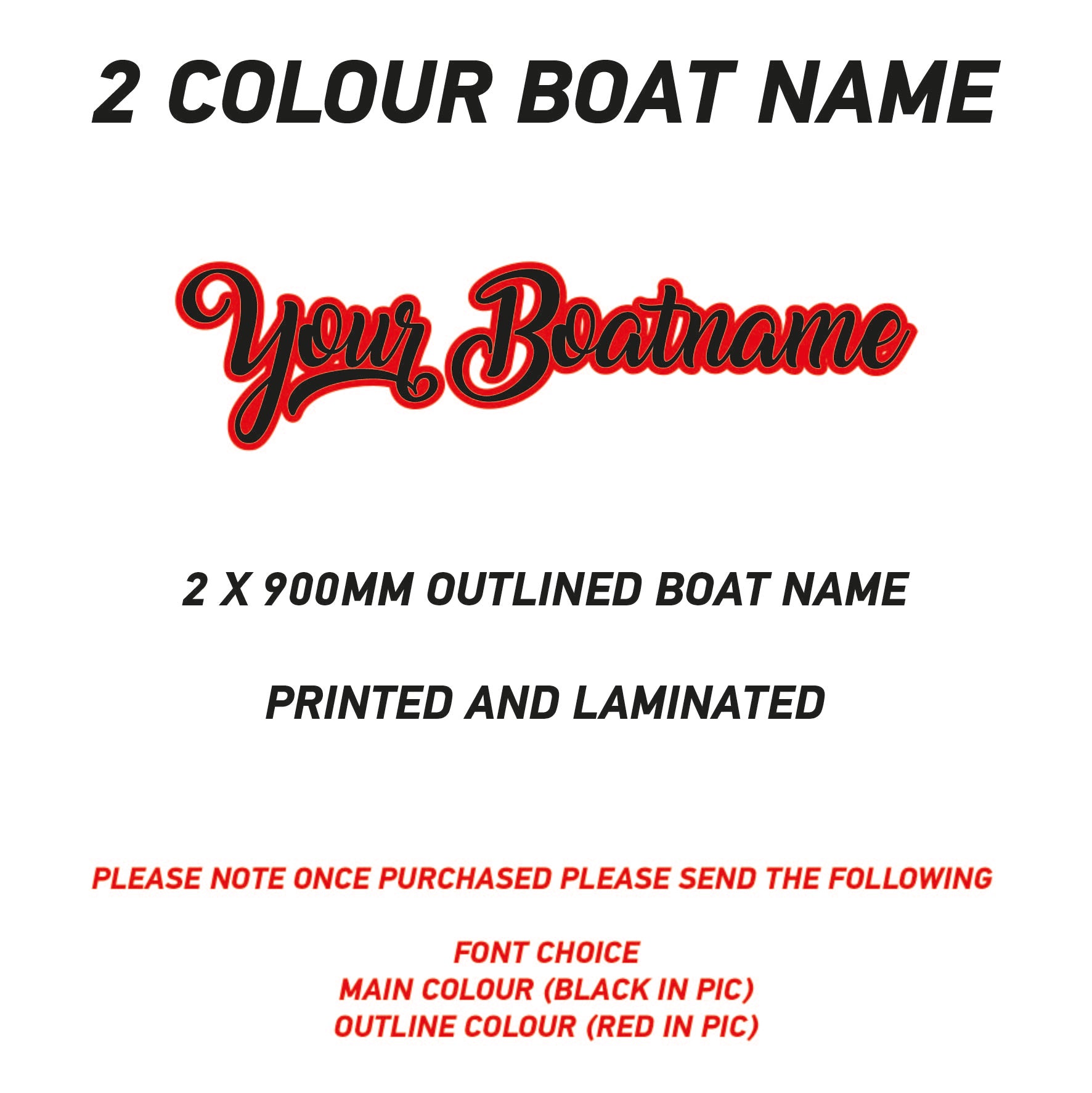 FCBN03 Outlined Boat Names Two Colour Printed Vinyl Laminated