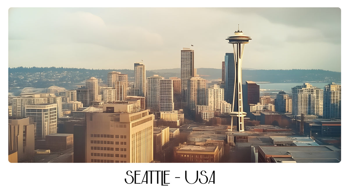 PP91 Seattle USA Panoramic Premium Waterproof & Tear Resistant Poster