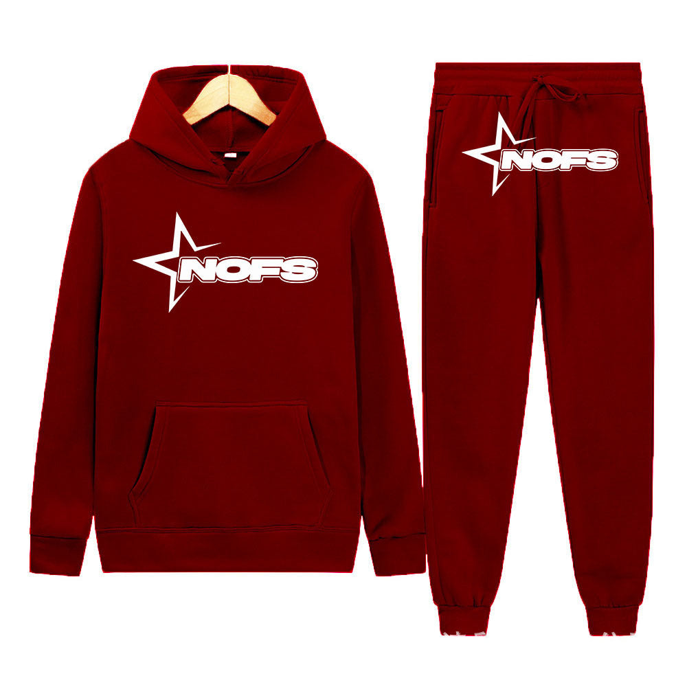 Y2K Goth Punk Rock Streetwear NOES Unisex Two-Piece Hoodie Set