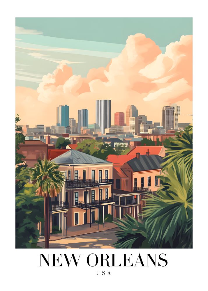 DAV94 New Orleans USA Printed | Premium Waterproof & Tear Resistant Full Colour Posters