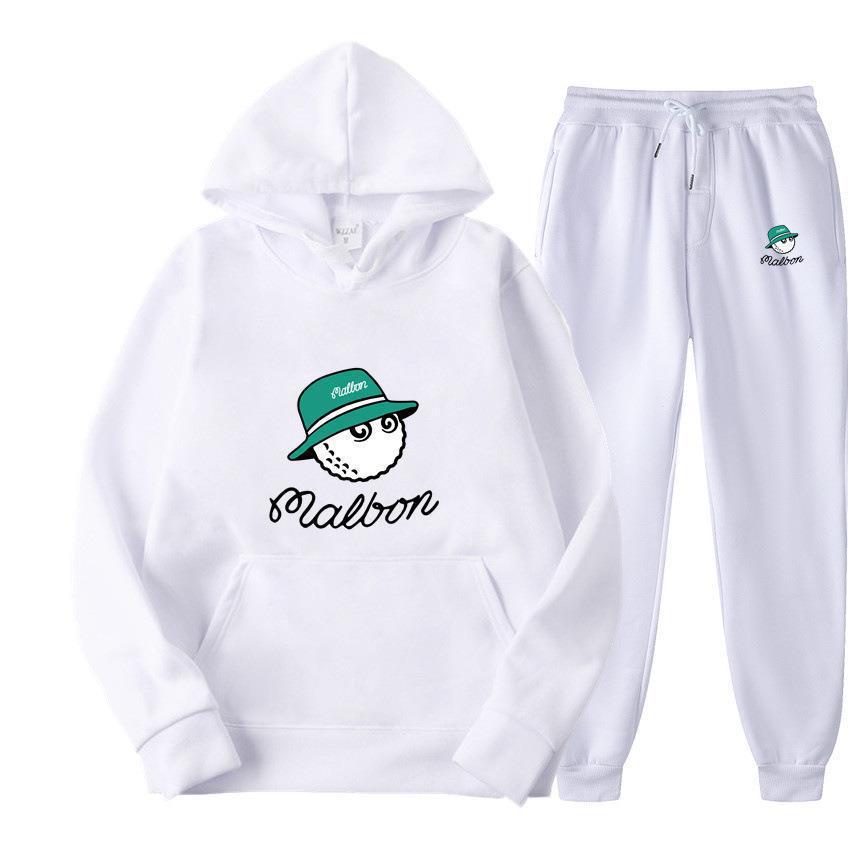 Men Golf Casual Sport Fleece Lined Hooded Sweatshirt Tracksuit Set