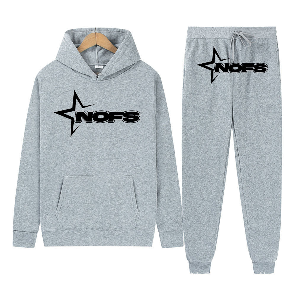 Y2K Goth Punk Rock Streetwear NOES Unisex Two-Piece Hoodie Set