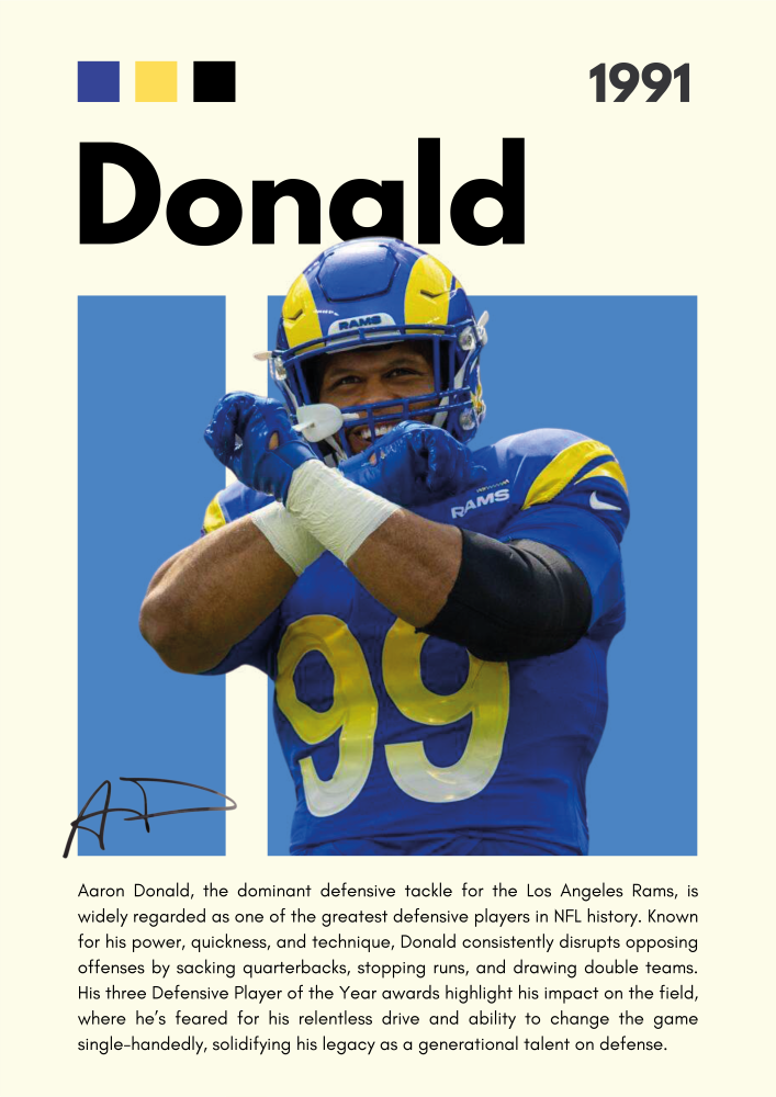 NFL09 Aaron Donald (1991) Printed | Premium Waterproof & Tear Resistant Full Colour Posters